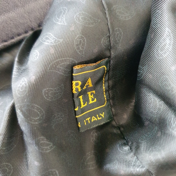 Vera Pelle Stellato Vintage Black Leather Jacket Size 48 Medium Single Breasted - Picture 14 of 14